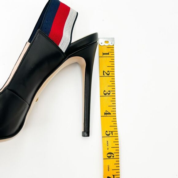 Gucci Sylvie Pumps Web Stripe Black Leather Slingback Heels Size 40, 10 - Picture 13 of 13